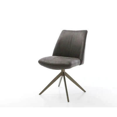 Afbeelding van Eetkamerstoel Elso Flex kruisframe breed afwerking met titaniumeffect antraciet vintage pocketveer kern 360 draaibaar