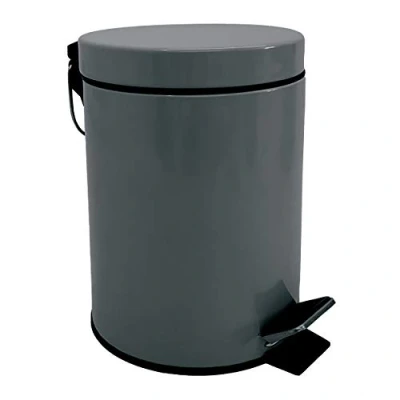 Afbeelding van MSV Prullenbak/pedaalemmer metaal donkergrijs 3 liter 17 x 25 cm Badkamer/toilet Pedaalemmers