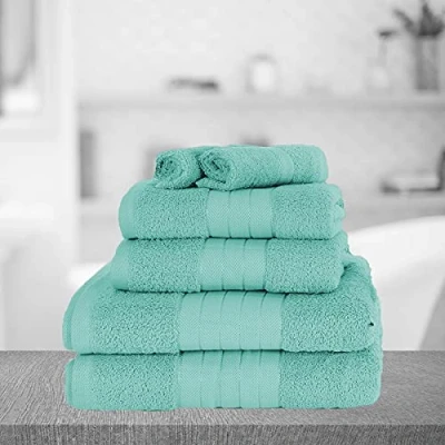 Afbeelding van Brentfords Extra grote badhanddoeken van 100% katoen premium kwaliteit, super absorberende en sneldrogende jumbo handdoek aquablauw luxe eenpersoons set 90 x 150 cm