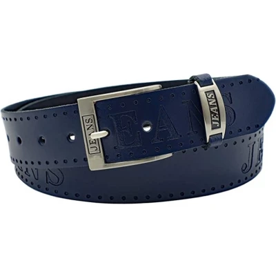 Afbeelding van leren riem Donkerblauw/Navy Taillemaat 120 Brede jeans heren