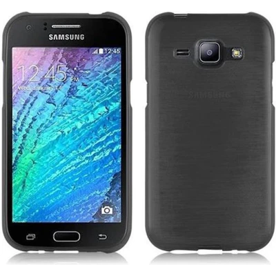 Afbeelding van Cadorabo Hoesje geschikt voor Samsung Galaxy J1 2015 in ZWART Beschermhoes TPU silicone Case Cover Brushed