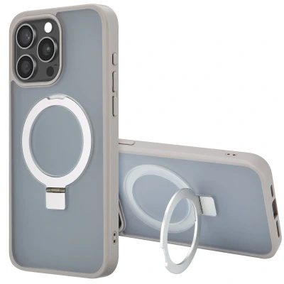 Afbeelding van Apple iPhone 15 Pro Max MagSafe Hoesje Kunststof Accezz Hardcase/Backcover Grijs Telefoonhoesje Shockproof/Valbescherming