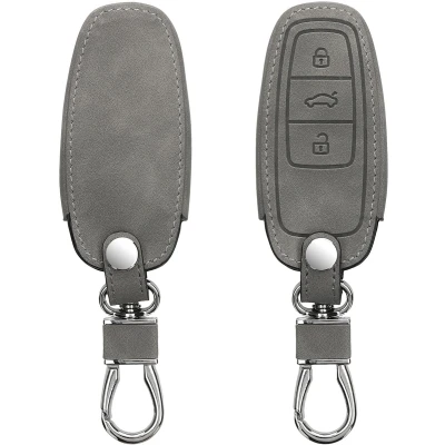 Afbeelding van kwmobile autosleutelbehuizing geschikt voor Audi A6 A7 A8 Q7 Q8 3 knops autosleutel Keyless Sleutelbehuizing Sleutelhoes in grijs