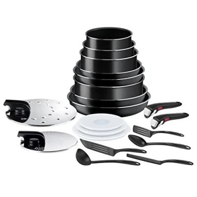 Afbeelding van Tefal Ingenio Easy On kookgerei, 20 delig, antiaanbaklaag, kookstart, diffusiebasis, gezond en veilig koken, gemaakt in Frankrijk, 38 x 36,53 31,5 cm