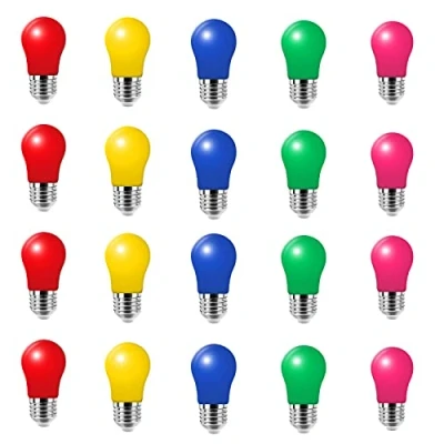 Afbeelding van Set van 20 gekleurde 3 W led gloeilamp E27 verlichting, gloeilampen, kleurrijke gloeilampen voor bruiloft, Halloween, Kerstmis, party, bar, gemengde kleuren rood, geel, blauw, groen, roze