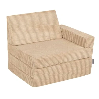 Afbeelding van KiddyMoon kinderstoel openklappen van schuimrubber stoel voor kinderen kinderkamer vouwmatras matrassen relaxstoel knuffelstoel, beige