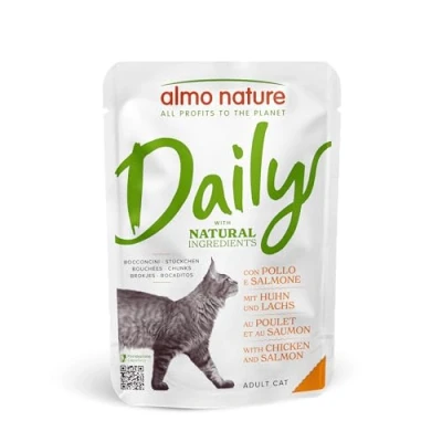 Afbeelding van Almo Nature Daily met kip en zalm natvoer kat (70 g) 30 x 70 g