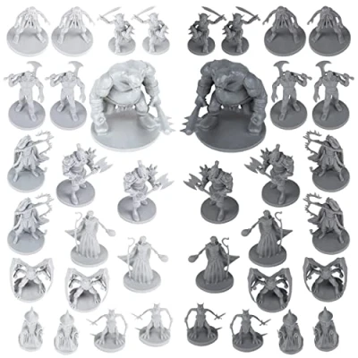 Afbeelding van 38 miniaturen fantasie tafelblad RPG figuren voor kerkers en draken, Pathfinder rollenspellen. 28 mm geschaalde miniaturen, 10 unieke ontwerpen, bulk ongeverfd, geweldig D &amp; D/DND