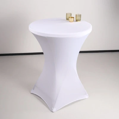 Afbeelding van Stretch rok wit statafelrok statafel 80cm statafelhoes