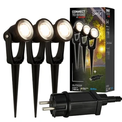 Afbeelding van Briloner LED tuinspot 3918035 Aanloopset met grondpin Zwenkbaar IP65 1,5m voedingskabel 22,5 x 5 6 cm Zwart gekleurd