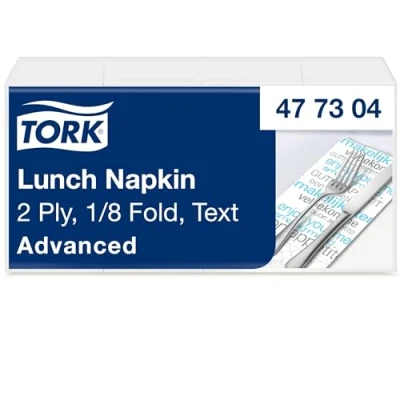 Afbeelding van Tork Lunchservet 33x33cm 2 laags 1/8 vouw Text 477304