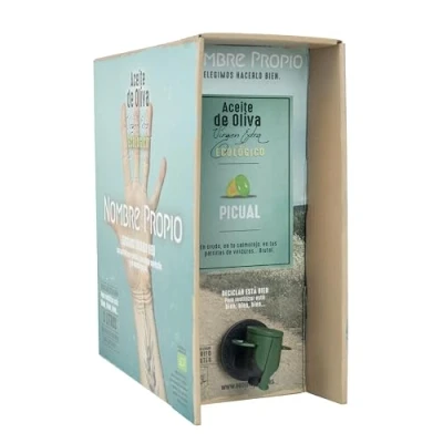 Afbeelding van NOMBRE PROPIO 100% Spaanse biologische extra vierge olijfolie Nieuwe oogst 24/25 Bag in Box formaat, 3L (Picual). Rijk aan polyfenolen. Picual EVOO