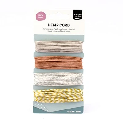 Afbeelding van Vaessen Creative Hemp Koord Assortiment Kerst 1mm x 10m 4 stuks