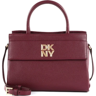 Afbeelding van DKNY Leren Handtas Schoudertas Rosa Satchel Garnet Wijnrood