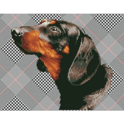Afbeelding van Diamond Dotz® painting volwassenen Dieren Trouwe teckel 37 x 47cm Ronde steentjes Volledig pakket