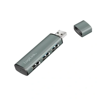 Afbeelding van LogiLink UA0395 USB 3.2 (Gen2) 3 poorts hub, aluminium behuizing met beschermkap