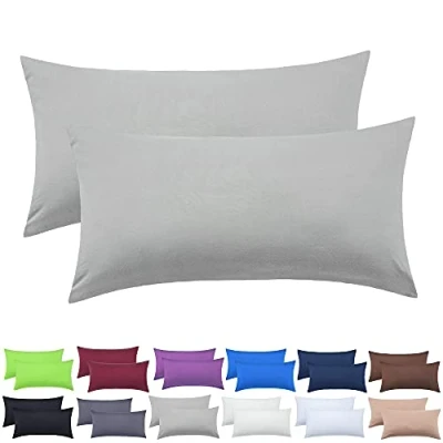 Afbeelding van NatureMark 2 pack jersey kussensloop kussenslopen zijslaper nekkussen vele maten en kleuren OEKO TEX (40 x 80 cm, zilvergrijs)