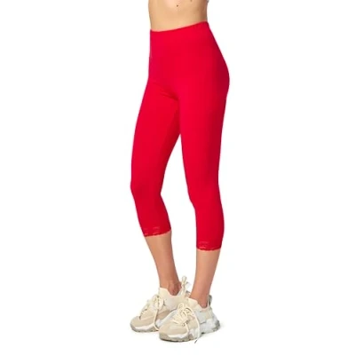 Afbeelding van Merry Style MS MS10 224 LE Dames Capri Leggings met Kant Sport Vrijetijdsbroek 3/4 Lengte Katoen Rood M