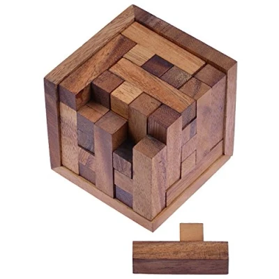 Afbeelding van LOGOPLAY Pakkubus 125 3D puzzel denkspel puzzelspel geduldspel logicaspel in houten frame