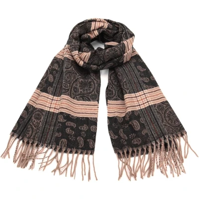 Afbeelding van Lange Warme Sjaal Geblokt Paisley Zwart 180 x 70cm (11#)