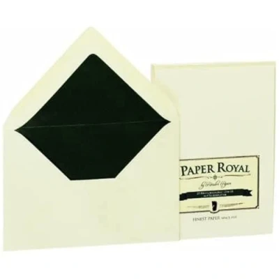 Afbeelding van Enveloppe C6 briefkaartformaat Luxe Creme met groene voering