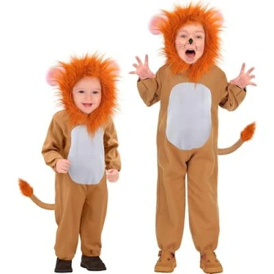 Afbeelding van Widmann Leeuw &amp; Tijger Luipaard Panter Kostuum Woest Brullende Kind Bruin Maat 110 Carnavalskleding Verkleedkleding