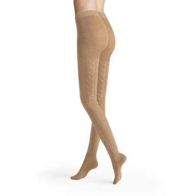 Afbeelding van Unbekannt Hudson 015777 winterbroek, gebreide broek, beige, warm en zacht, vlechtpatroon, drukvrije comfortabele tailleband, vlakke, met de hand afgehechte teennaad, beige., 44/46