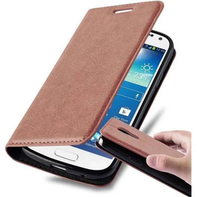 Afbeelding van Cadorabo Hoesje geschikt voor Samsung Galaxy S4 MINI in CAPPUCCINO BRUIN Beschermhoes Case magnetische sluiting Cover
