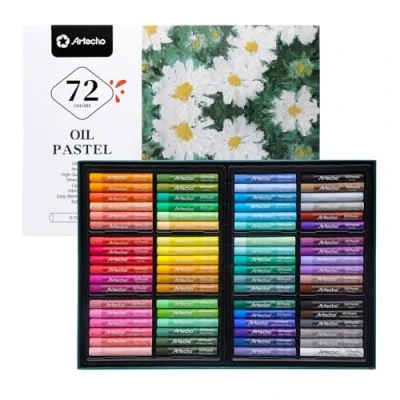 Afbeelding van Artecho Oliepastels, set van 72 kleuren, zachte oliepastels voor kunst schilderen, tekenen, blenden, oliekrijtjes, pastelkleuren, kunstbenodigdheden kunstenaars, beginners, studenten, leraren