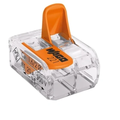 Afbeelding van WAGO 222 412 2x0,08 2,5mm² grijs verbindingsklemmen met bedieningshendel, 10 stuks