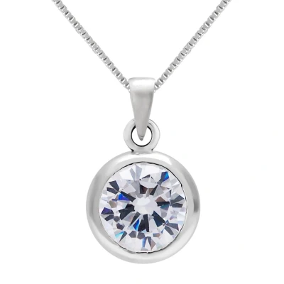 Afbeelding van Zilveren ketting vrouw ketting, cirkel met kristal