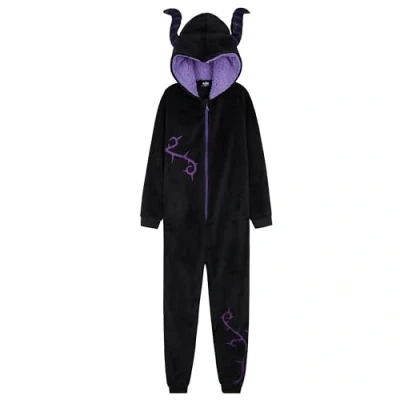 Afbeelding van Disney Stitch Onesie voor Kinderen Fleece Pyjama Lounge Wear Eeyore Minnie Mouse Geschenken (Zwart Maleficent, 9 10 Jaar)