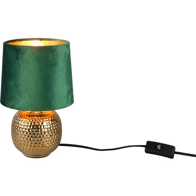 Afbeelding van REALITY SOPHIA Tafellamp Goud excl. 1x E14 40W Snoerschakelaar Groene kap