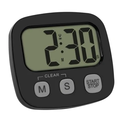Afbeelding van TFA Dostmann Digitale kortemeter voor sport/koken/leren, 38.2057.01, inclusief stopwatch en tijd, magnetisch, groot display, eierwekker, keukentimer, sporttimer, zwart
