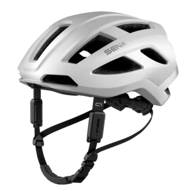 Afbeelding van Sena C1 Slimme fietshelm met Bluetooth intercom en smartphone connectiviteit voor muziek, GPS telefoongesprekken (matwit, groot)