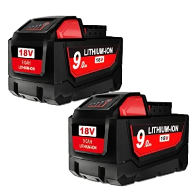 Afbeelding van 2X M18 18V 9,0 Ah Li Ion reserveaccu voor Milwaukee accu compatibel met M18B 48 11 1840 1828 1820 1815 1 1850
