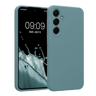 Afbeelding van kwmobile telefoonhoesje compatibel met Samsung Galaxy A55 5G hoesje Back cover siliconen coating Smartphone case in Arctische nacht