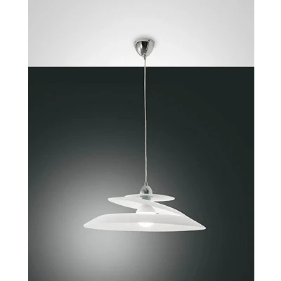 Afbeelding van Fabas Luce, Hanglamp, Hanglamp Aragon E27 60W metaal verchroomd glas wit IP20 Made in Italy (E27)