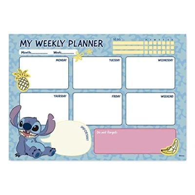 Afbeelding van Grupo Erik BPSA40087 A4 Weekplanner Disney Stitch Tropical Bureauplanner met 54 afscheurbare vellen Tafelkalender