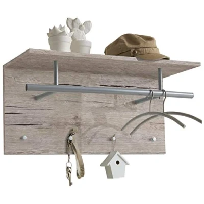 Afbeelding van Leen Bakker Wandkapstok Spot Zand/eikenkleur 72x35x29,5cm Kapstokken Bruin Mdf
