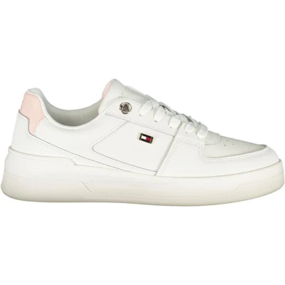 Afbeelding van Tommy Hilfiger FLAG Basket Sneakers laag, Dames, Maat: 38, Ecru whimsy pink Leer en imitatieleer