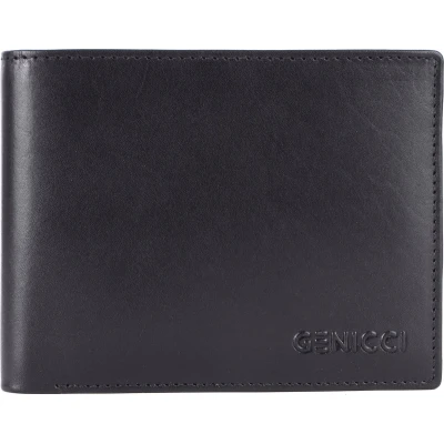 Afbeelding van Genicci Portemonnee / Portefeuille Billfold Leer Noble Zwart