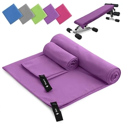 Afbeelding van microvezel handdoek, set van 2, 180 x 60 cm grote badhanddoek + 80 40 cm, kleine gezichtshanddoek, sneldrogende sporthanddoek, fitnessstudio (donkergrijs)