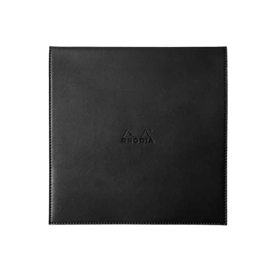 Afbeelding van RHODIA 118319C Klembord Case + Genieten Notitieblok No. 210 Zwart 21x21 cm Kleine vierkanten 80 Afneembare Vellen Wit Clairefontaine Papier g/m? Potloodhouder Kunstleer