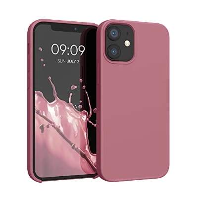 Afbeelding van kwmobile telefoonhoesje geschikt voor Apple iPhone 12 mini Hoesje met siliconen coating Smartphone case in donkerroze