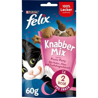 Afbeelding van Felix KnabberMix kattensnacks met eiwitten, vitaminen &amp; Omega 6, zonder toevoeging van kunstmatige kleurstoffen, hoeveelheid: 8 pack (8 x 60 g zak)