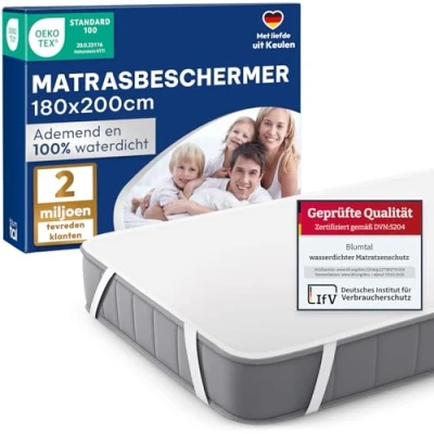 Afbeelding van Blumtal Matrasbeschermer Terry 180x200 cm Waterdichte matrasbeschermer, ademend en niet ritselend met 4 elastische hoeken, wit