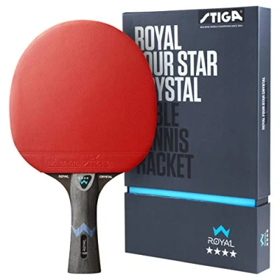 Afbeelding van STIGA Royal Crystal tafeltennisbatje, hogesnelheidsracket met ITTF gecertificeerde STAR 4 coating, 2,0 mm spons en Technology, perfect voor snelle nauwkeurige ping pong games