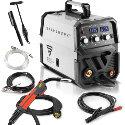 Afbeelding van STAHLWERK MIG 175 ST IGBT MAG gasbeschermd lasapparaat met Ampère, FLUX gevulde draad geschikt, MMA E Hand, 7 jaar fabrieksgarantie.