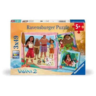 Afbeelding van Ravensburger Kinderpuzzle 12004102 Vaiana 2 Auf zu neuen Abenteuern Puzzle für Kinder ab 5 Jahren, 3x 49 Teile